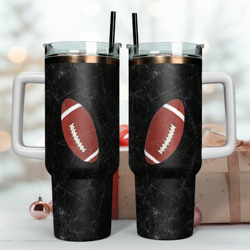 Football Sports Custom Stanley Quencher 40oz Stainless Steel Tumbler With Handle - Threewoofs - Image 4