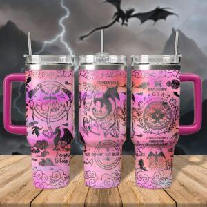 Fourth Wing Book Custom Stanley Quencher 40oz Stainless Steel Tumbler With Handle - Threewoofs