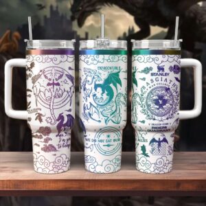 Fourth Wing Book Custom Stanley Quencher 40oz Stainless Steel Tumbler With Handle - Threewoofs