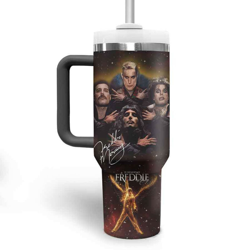 Freddie Mercury Music Custom Stanley Quencher 40oz Stainless Steel Tumbler With Handle - Threewoofs - Image 4