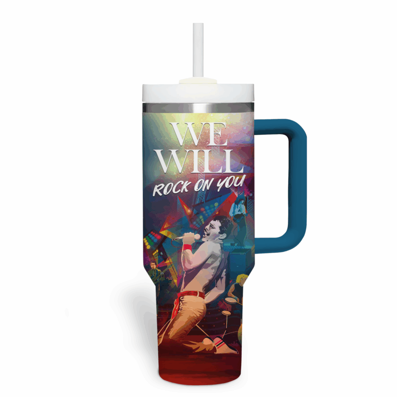 Freddie Mercury Music Custom Stanley Quencher 40oz Stainless Steel Tumbler With Handle - Threewoofs - Image 3
