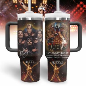 Freddie Mercury Music Custom Stanley Quencher 40oz Stainless Steel Tumbler With Handle - Threewoofs