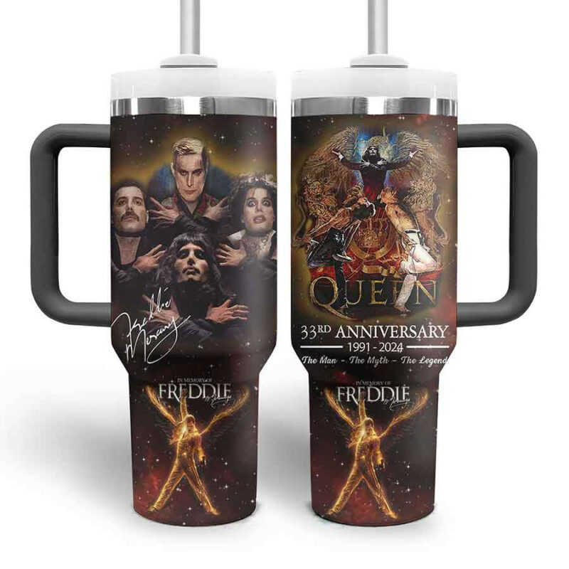 Freddie Mercury Music Custom Stanley Quencher 40oz Stainless Steel Tumbler With Handle - Threewoofs - Image 3