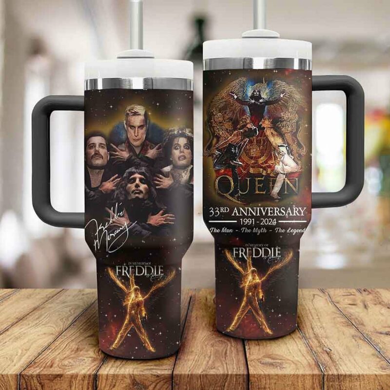 Freddie Mercury Music Custom Stanley Quencher 40oz Stainless Steel Tumbler With Handle - Threewoofs - Image 2