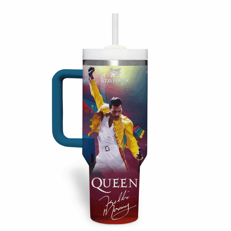 Freddie Mercury Music Custom Stanley Quencher 40oz Stainless Steel Tumbler With Handle - Threewoofs - Image 2