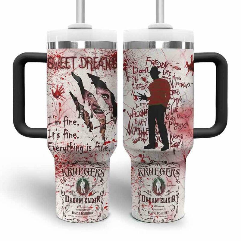 Freddy Krueger Movies Custom Stanley Quencher 40oz Stainless Steel Tumbler With Handle - Threewoofs - Image 3