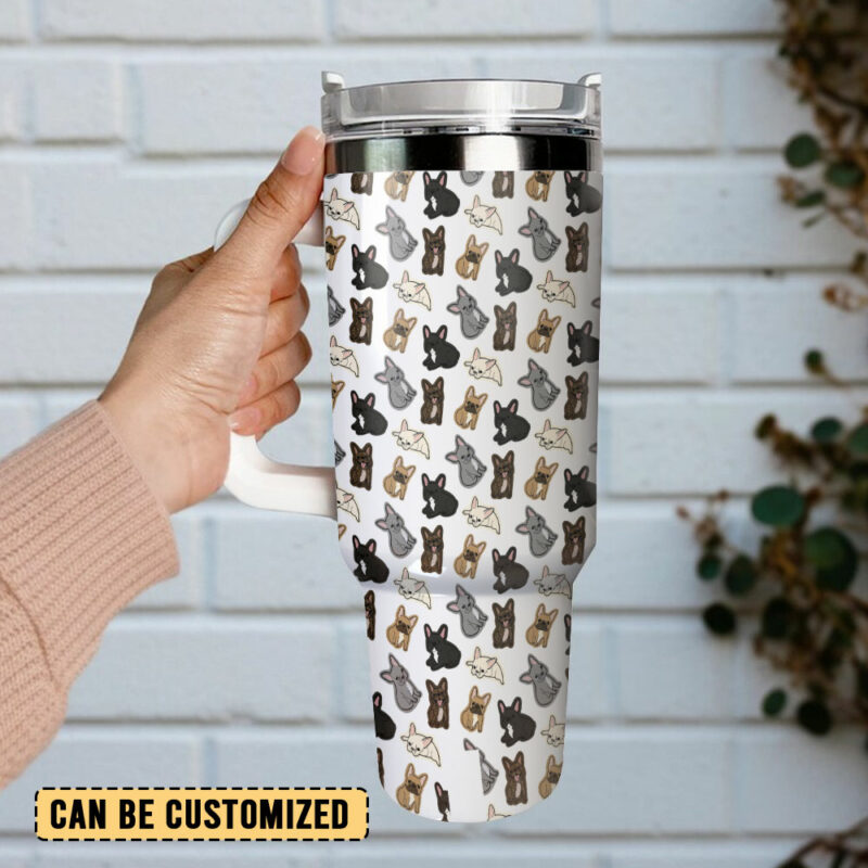 French Bulldog Custom Stanley Quencher 40oz Stainless Steel Tumbler With Handle - Threewoofs - Image 3