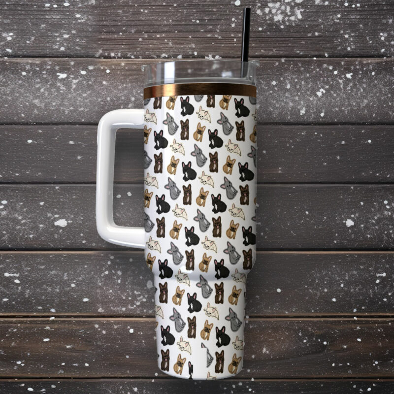 French Bulldog Custom Stanley Quencher 40oz Stainless Steel Tumbler With Handle - Threewoofs - Image 2