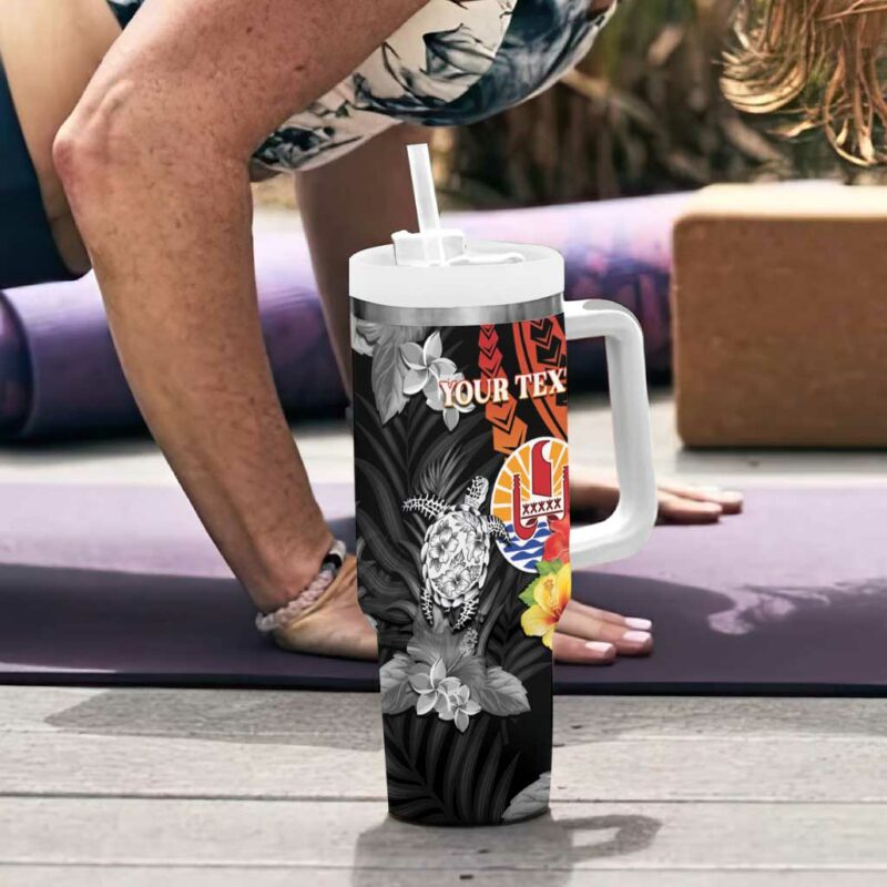 French Polynesia Bastille Day Tropical Turtle Hibiscus Polynesian Custom Stanley Quencher 40oz Stainless Steel Tumbler With Handle - Threewoofs - Image 6