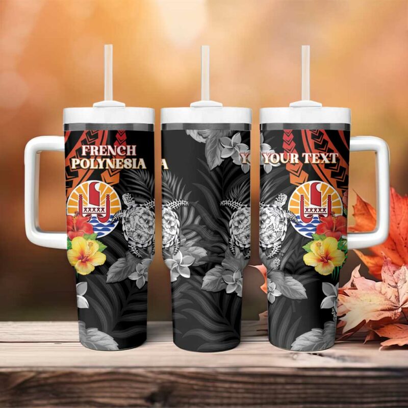 French Polynesia Bastille Day Tropical Turtle Hibiscus Polynesian Custom Stanley Quencher 40oz Stainless Steel Tumbler With Handle - Threewoofs - Image 4