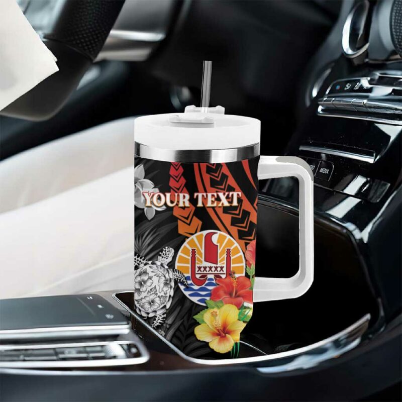 French Polynesia Bastille Day Tropical Turtle Hibiscus Polynesian Custom Stanley Quencher 40oz Stainless Steel Tumbler With Handle - Threewoofs - Image 8