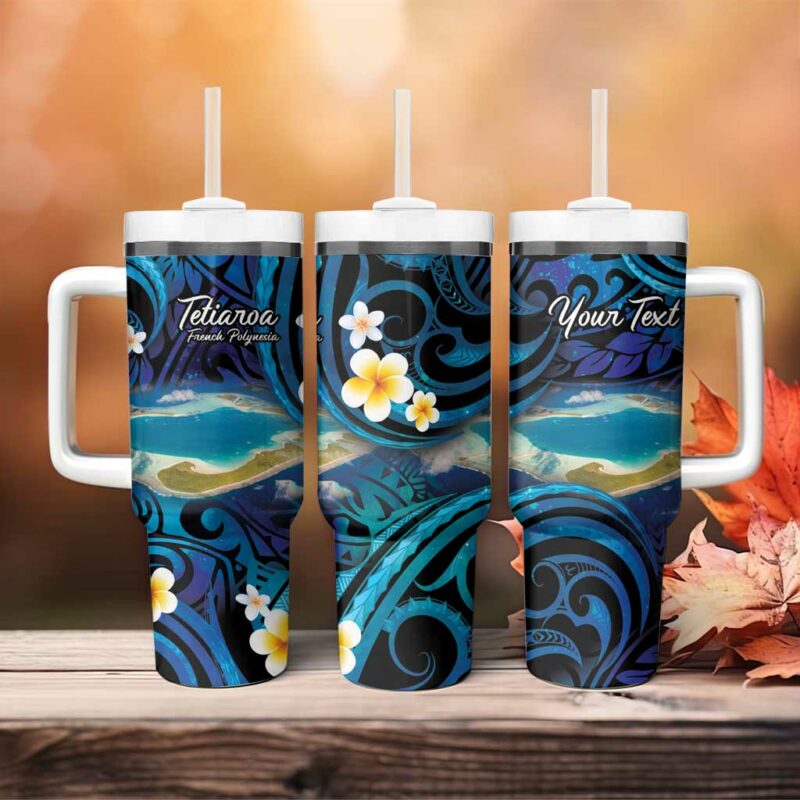 French Polynesia Tetiaroa Atoll Polynesian Curves Custom Stanley Quencher 40oz Stainless Steel Tumbler With Handle - Threewoofs - Image 4