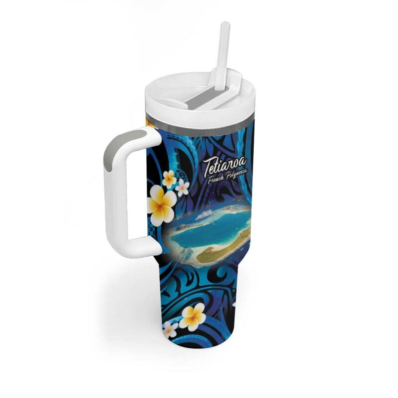 French Polynesia Tetiaroa Atoll Polynesian Curves Custom Stanley Quencher 40oz Stainless Steel Tumbler With Handle - Threewoofs - Image 2