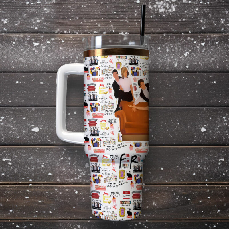 Friends TV Series Custom Stanley Quencher 40oz Stainless Steel Tumbler With Handle - Threewoofs - Image 2