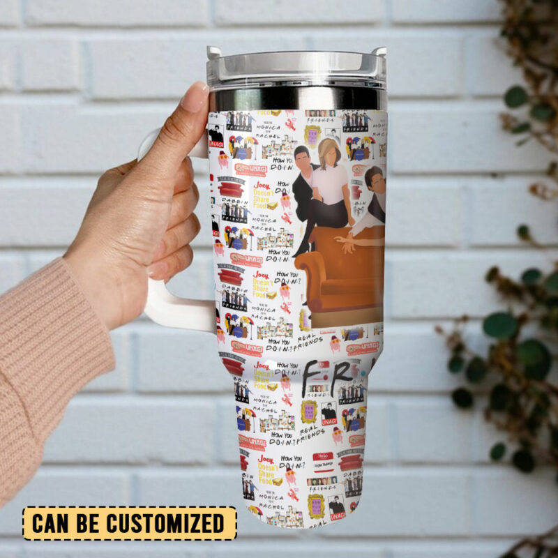 Friends TV Series Custom Stanley Quencher 40oz Stainless Steel Tumbler With Handle - Threewoofs - Image 3