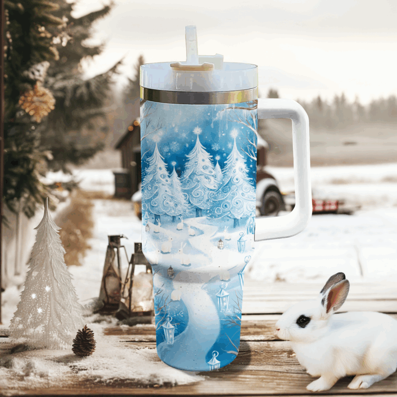 Frosted Snowland Christmas Custom Stanley Quencher 40oz Stainless Steel Tumbler With Handle - Threewoofs - Image 3