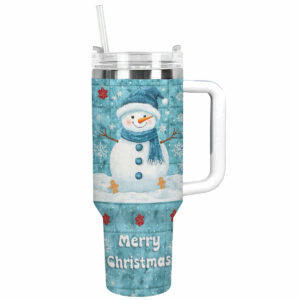 Frosty Fun Snowman Christmas Custom Stanley Quencher 40oz Stainless Steel Tumbler With Handle - Threewoofs