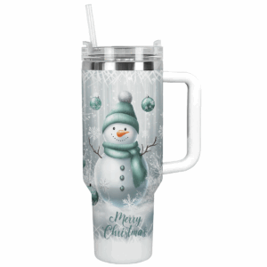 Frosty Mint Snowman Christmas Custom Stanley Quencher 40oz Stainless Steel Tumbler With Handle - Threewoofs