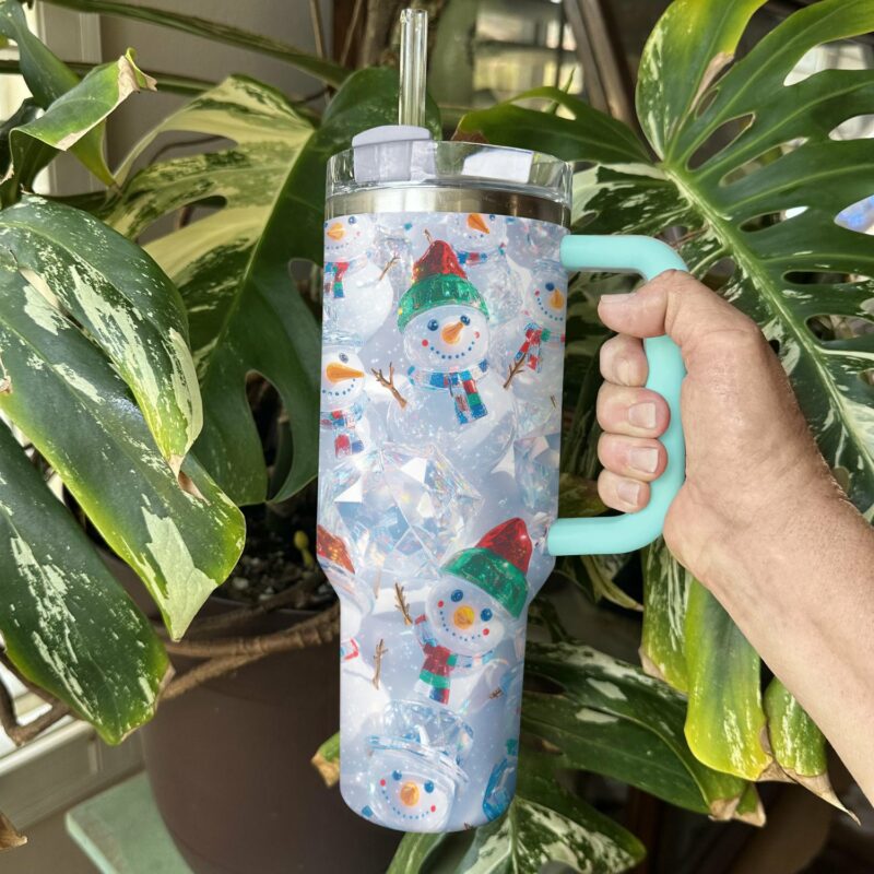 Frosty Snowman Friend Christmas Custom Stanley Quencher 40oz Stainless Steel Tumbler With Handle - Threewoofs - Image 4