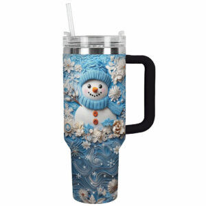 Frosty Snowman Friend Christmas Custom Stanley Quencher 40oz Stainless Steel Tumbler With Handle - Threewoofs