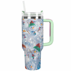 Frosty Snowman Friend Christmas Custom Stanley Quencher 40oz Stainless Steel Tumbler With Handle - Threewoofs