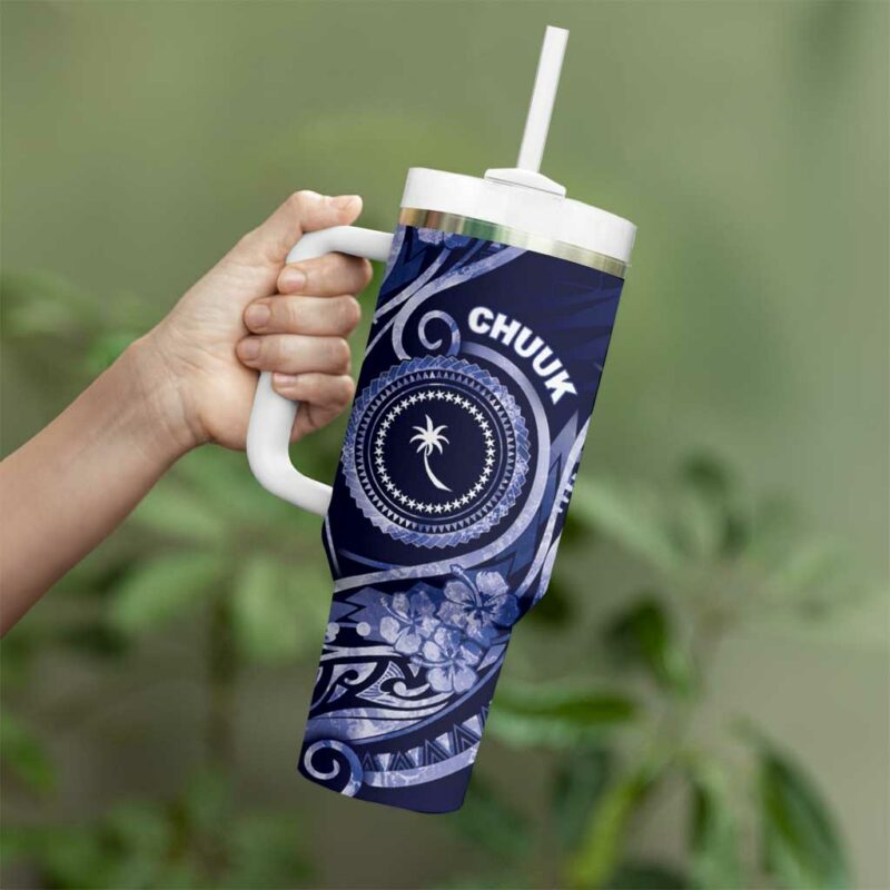 FSM Chuuk Ocean Floral Custom Stanley Quencher 40oz Stainless Steel Tumbler With Handle - Threewoofs - Image 3