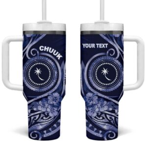 FSM Chuuk Ocean Floral Custom Stanley Quencher 40oz Stainless Steel Tumbler With Handle - Threewoofs