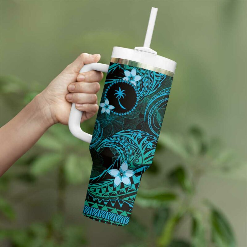 FSM Chuuk State Tribal Ocean Custom Stanley Quencher 40oz Stainless Steel Tumbler With Handle - Threewoofs - Image 3