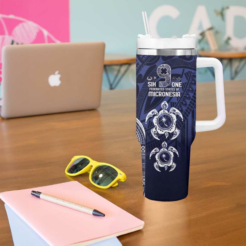 FSM Chuuk States Custom Stanley Quencher 40oz Stainless Steel Tumbler With Handle - Threewoofs - Image 5