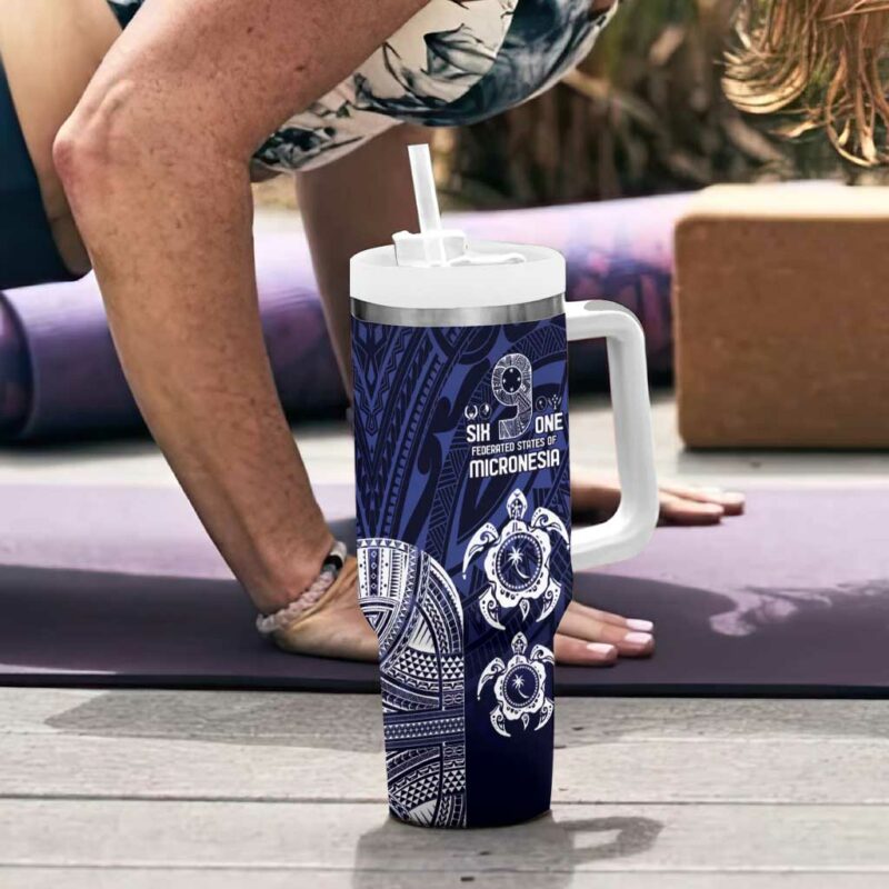 FSM Chuuk States Custom Stanley Quencher 40oz Stainless Steel Tumbler With Handle - Threewoofs - Image 6