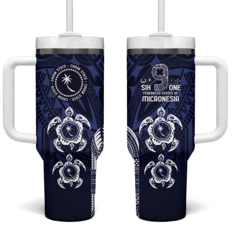 FSM Chuuk States Custom Stanley Quencher 40oz Stainless Steel Tumbler With Handle - Threewoofs