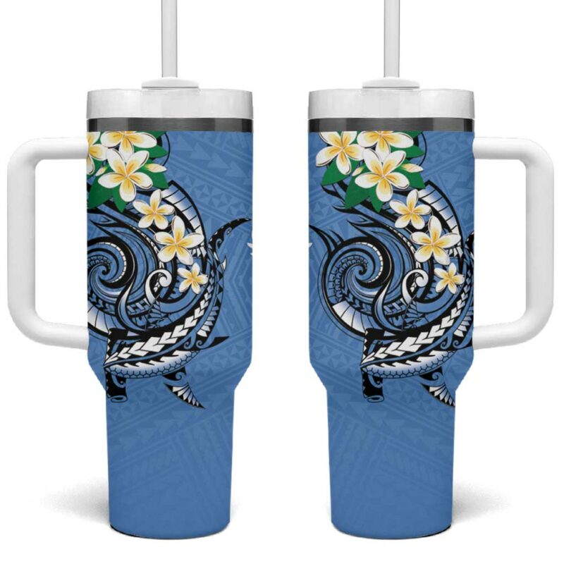 FSM Kosrae Polynesian Shark Tattoo Custom Stanley Quencher 40oz Stainless Steel Tumbler With Handle - Threewoofs