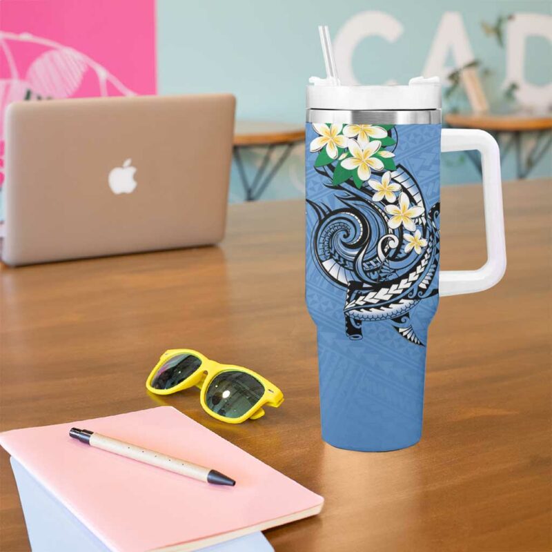 FSM Kosrae Polynesian Shark Tattoo Custom Stanley Quencher 40oz Stainless Steel Tumbler With Handle - Threewoofs - Image 5