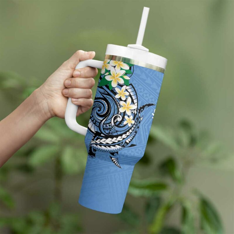 FSM Kosrae Polynesian Shark Tattoo Custom Stanley Quencher 40oz Stainless Steel Tumbler With Handle - Threewoofs - Image 3