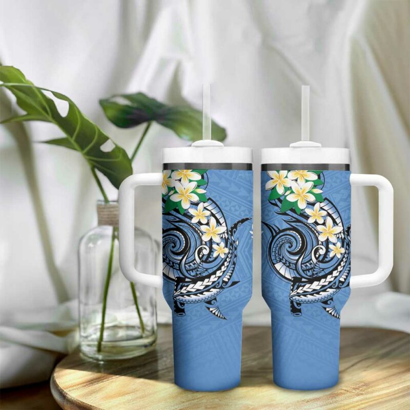 FSM Kosrae Polynesian Shark Tattoo Custom Stanley Quencher 40oz Stainless Steel Tumbler With Handle - Threewoofs - Image 9