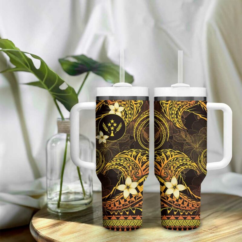 FSM Kosrae State Tribal Gold Custom Stanley Quencher 40oz Stainless Steel Tumbler With Handle - Threewoofs - Image 9