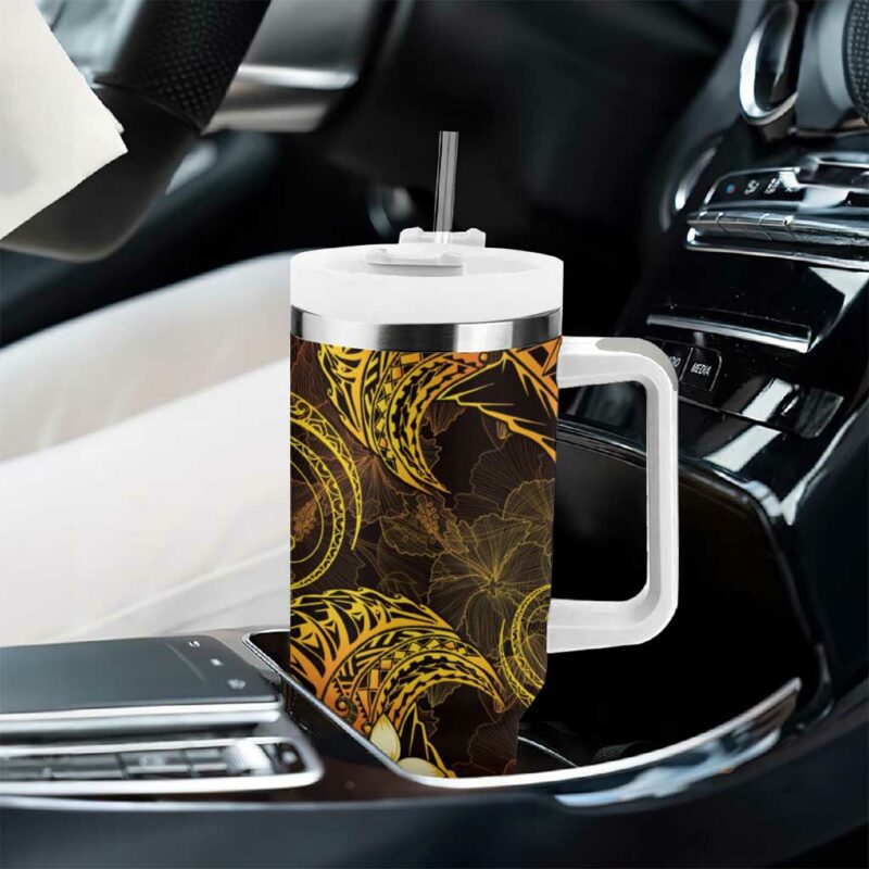 FSM Kosrae State Tribal Gold Custom Stanley Quencher 40oz Stainless Steel Tumbler With Handle - Threewoofs - Image 8