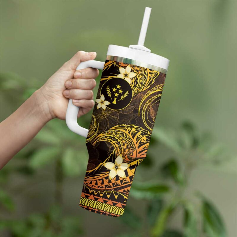 FSM Kosrae State Tribal Gold Custom Stanley Quencher 40oz Stainless Steel Tumbler With Handle - Threewoofs - Image 3
