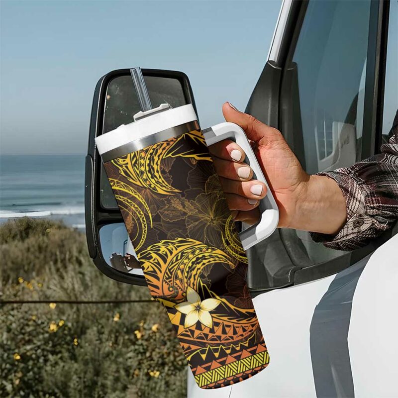 FSM Kosrae State Tribal Gold Custom Stanley Quencher 40oz Stainless Steel Tumbler With Handle - Threewoofs - Image 7
