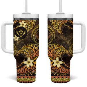 FSM Kosrae State Tribal Gold Custom Stanley Quencher 40oz Stainless Steel Tumbler With Handle - Threewoofs