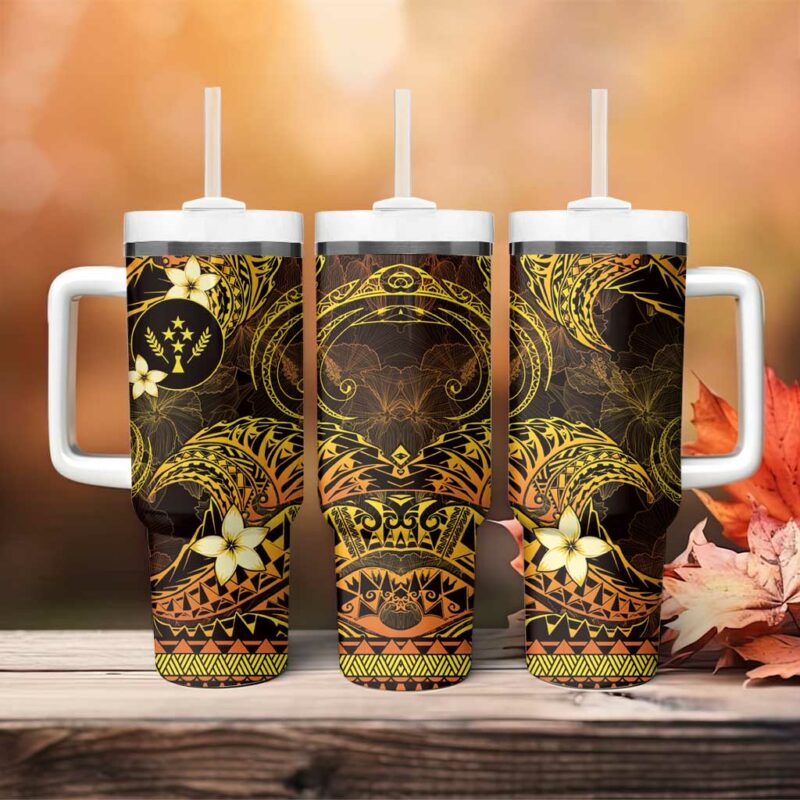 FSM Kosrae State Tribal Gold Custom Stanley Quencher 40oz Stainless Steel Tumbler With Handle - Threewoofs - Image 4