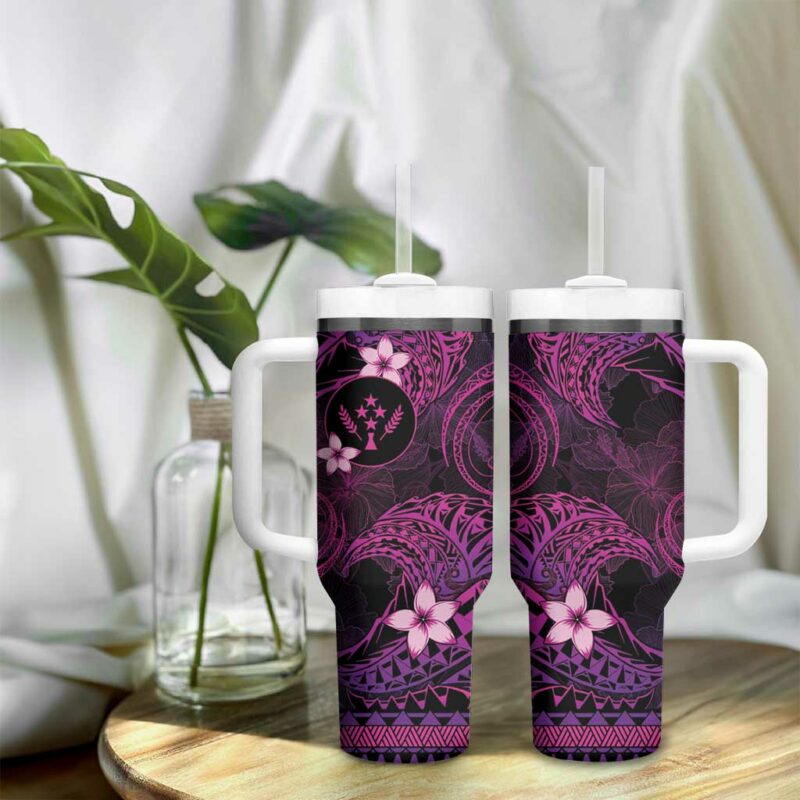 FSM Kosrae State Tribal Pink Custom Stanley Quencher 40oz Stainless Steel Tumbler With Handle - Threewoofs - Image 9