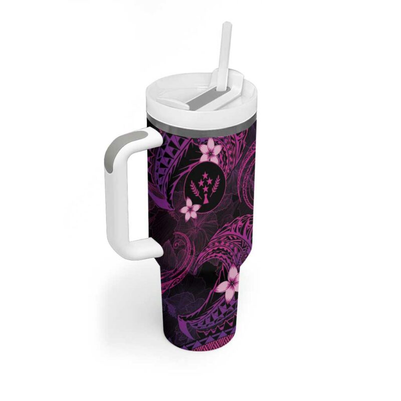 FSM Kosrae State Tribal Pink Custom Stanley Quencher 40oz Stainless Steel Tumbler With Handle - Threewoofs - Image 2