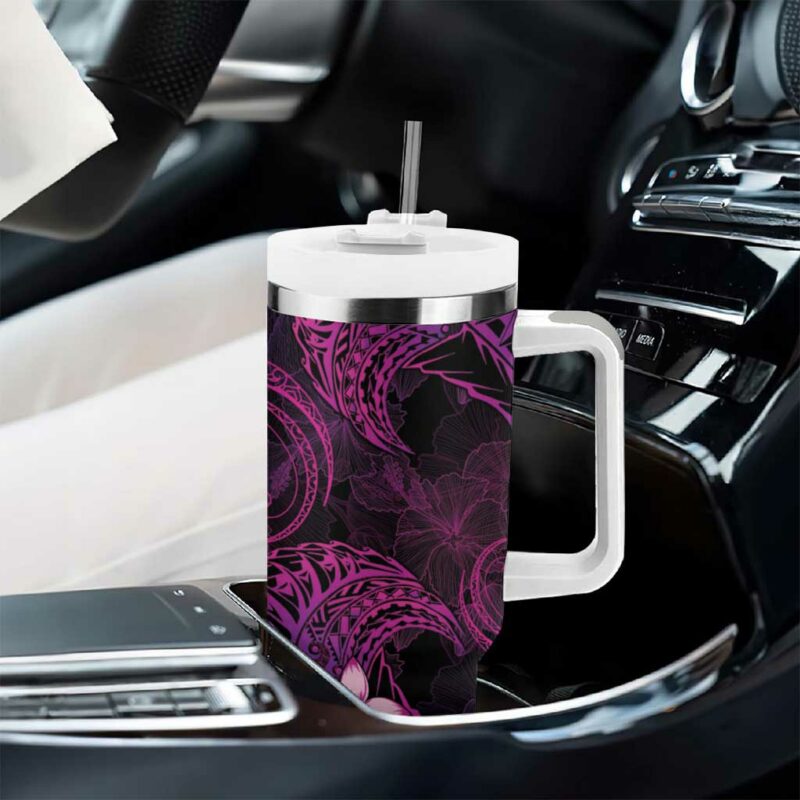 FSM Kosrae State Tribal Pink Custom Stanley Quencher 40oz Stainless Steel Tumbler With Handle - Threewoofs - Image 8