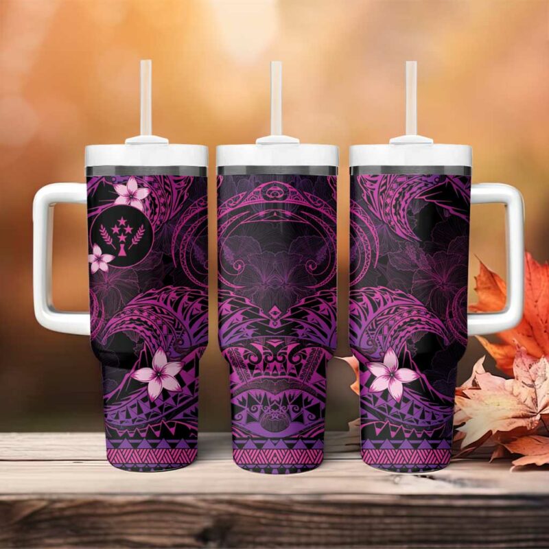 FSM Kosrae State Tribal Pink Custom Stanley Quencher 40oz Stainless Steel Tumbler With Handle - Threewoofs - Image 4