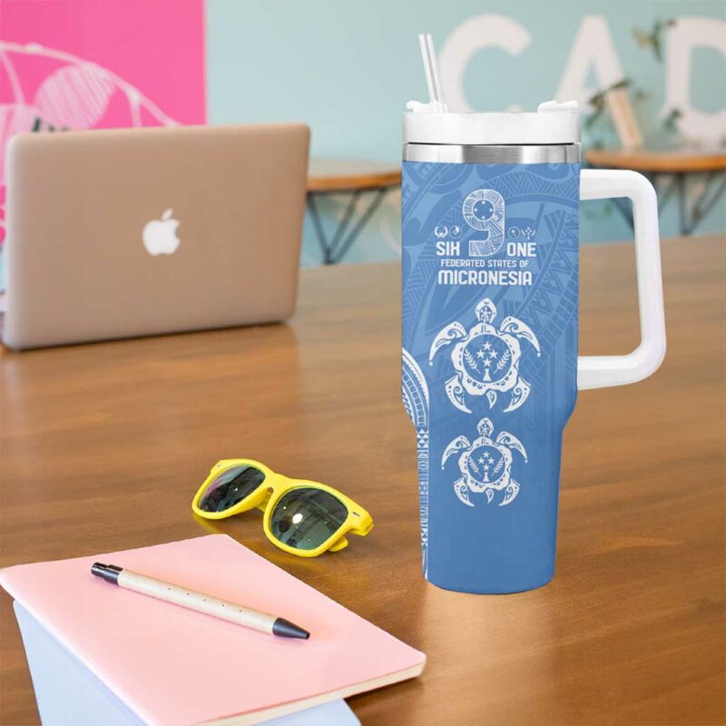 FSM Kosrae States Custom Stanley Quencher 40oz Stainless Steel Tumbler With Handle - Threewoofs - Image 5