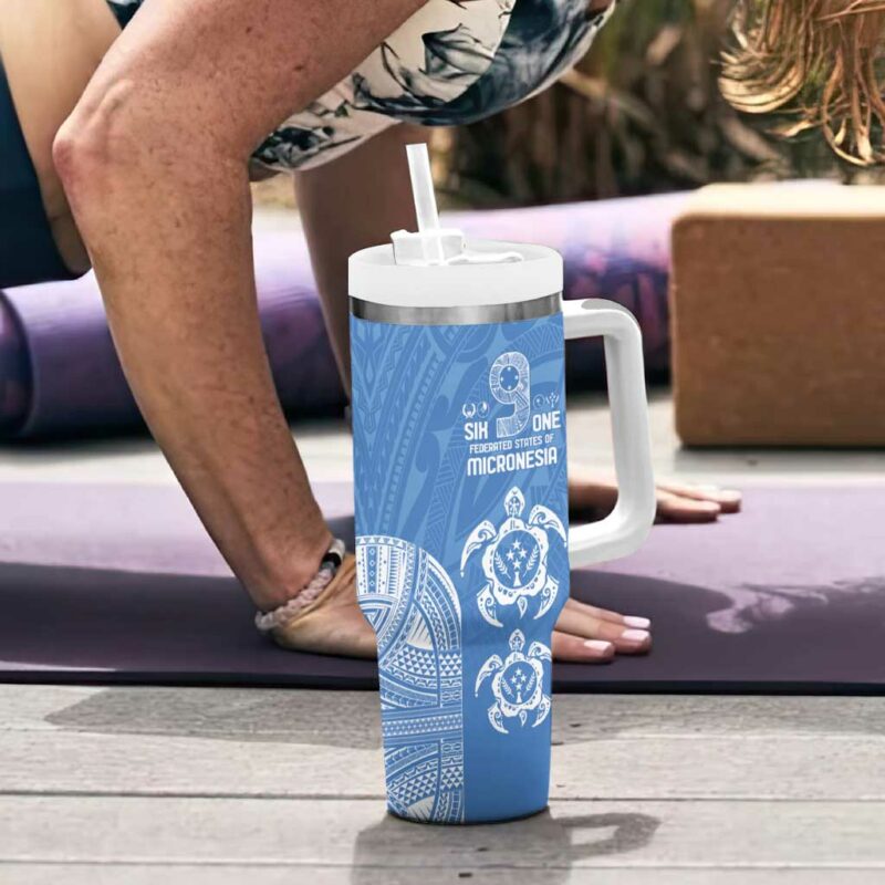 FSM Kosrae States Custom Stanley Quencher 40oz Stainless Steel Tumbler With Handle - Threewoofs - Image 6