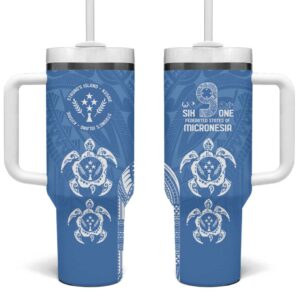 FSM Kosrae States Custom Stanley Quencher 40oz Stainless Steel Tumbler With Handle - Threewoofs