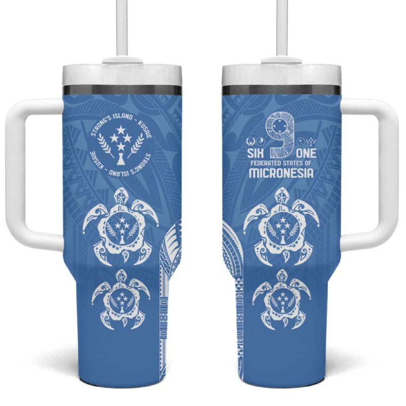 FSM Kosrae States Custom Stanley Quencher 40oz Stainless Steel Tumbler With Handle - Threewoofs