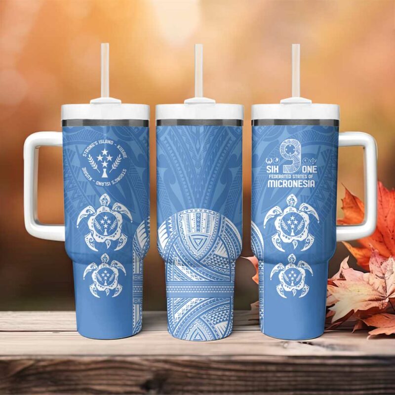 FSM Kosrae States Custom Stanley Quencher 40oz Stainless Steel Tumbler With Handle - Threewoofs - Image 4